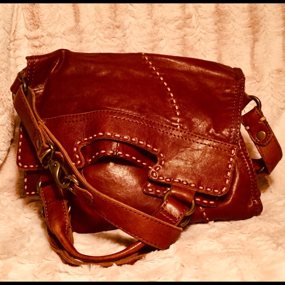 Lucky Brand brown leather satchel/messenger bag